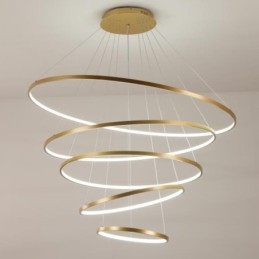 Grande 4 Anéis 5 Anéis Preto Branco Ouro Pingente Luz Design Moderno