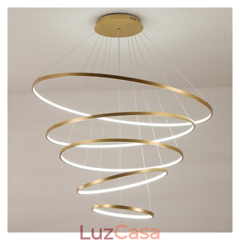 Grande 4 Anéis 5 Anéis Preto Branco Ouro Pingente Luz Design Moderno