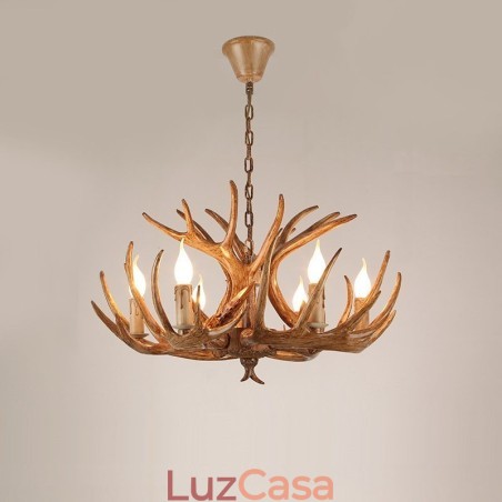 Lustre antigo de chifre retrô artístico rústico de 6 luzes Lustre antigo de chifre retrô artístico rústico de 6 luzes