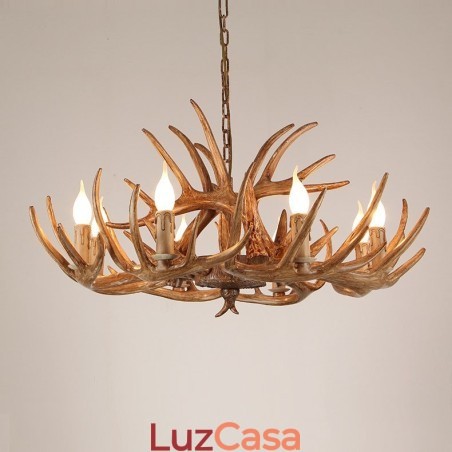 Lustre antigo de chifre retrô artístico rústico de 8 luzes Lustre antigo de chifre retrô artístico rústico de 8 luzes