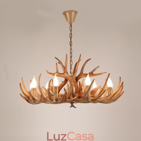 Lustre antigo de chifre retrô artístico rústico de 9 luzes e dois níveis Lustre antigo de chifre retrô artístico rústico de 9 luzes e dois níveis