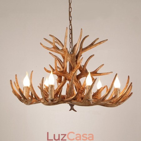 Lustre antigo de chifre retrô artístico rústico de três níveis com 9 luzes Lustre antigo de chifre retrô artístico rústico de três níveis com 9 luzes
