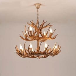 12 (8+4) Lustre antigo de chifres artísticos rústicos de 2 níveis