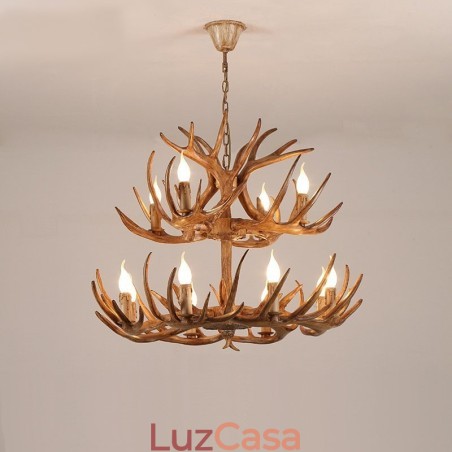 12 (8+4) Lustre antigo de chifres artísticos rústicos de 2 níveis 12 (8+4) Lustre antigo de chifres artísticos rústicos de 2 níveis