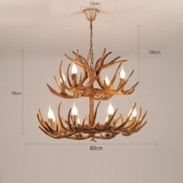 12 (8+4) Lustre antigo de chifres artísticos rústicos de 2 níveis