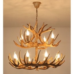 12 (8+4) Lustre antigo de chifres artísticos rústicos de 2 níveis
