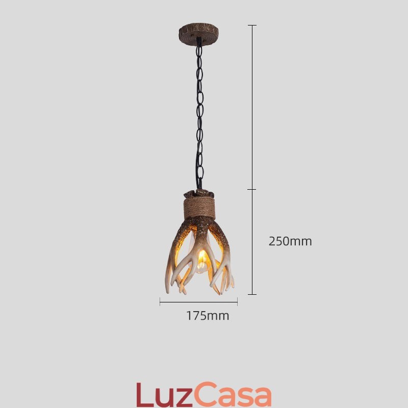 Uma luz rústica artística retrô chifre antigo pingente luz