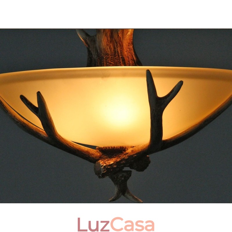Uma luz rústica artística retrô chifre antigo pingente luz com cúpula de vidro
