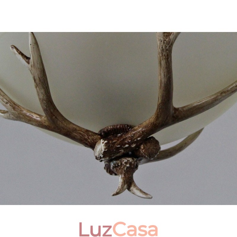 Uma luz rústica artística retrô chifre antigo pingente luz com cúpula de vidro