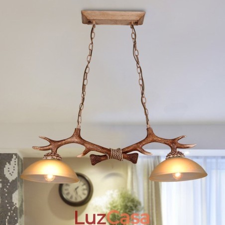 2 Luzes pendentes antigas de chifres retrô artísticos rústicos castanhos claros com cúpula de vidro 2 Luzes pendentes antigas de chifres retrô artísticos rústicos castanhos claros com cúpula de vidro