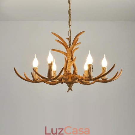 Lustre antigo de chifre retrô artístico rústico de 6 luzes Lustre antigo de chifre retrô artístico rústico de 6 luzes