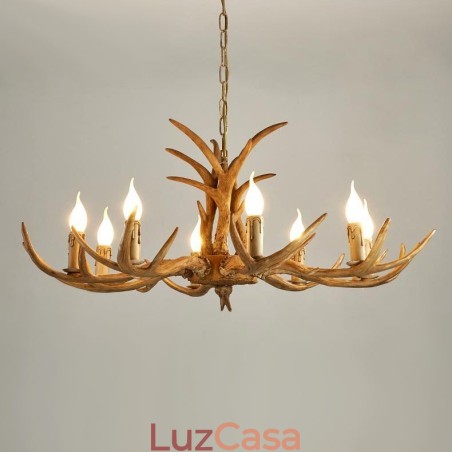 Lustre antigo de chifre retrô artístico rústico de 8 luzes Lustre antigo de chifre retrô artístico rústico de 8 luzes