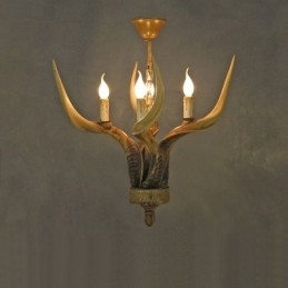 Lustre antigo de chifre retrô artístico rústico de 4 luzes
