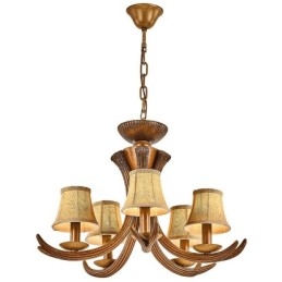 Lustre antigo de chifre retrô artístico rústico de 5 luzes com abajures