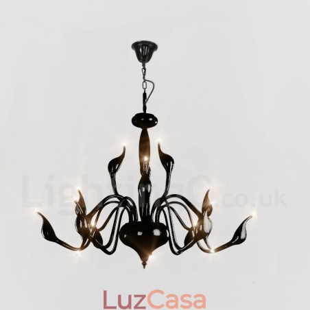 Lustre de metal galvanizado moderno contemporâneo preto de 15 luzes Lustre de metal galvanizado moderno contemporâneo preto de 15 luzes