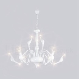 Lustre de metal galvanizado moderno contemporâneo branco de 15 luzes
