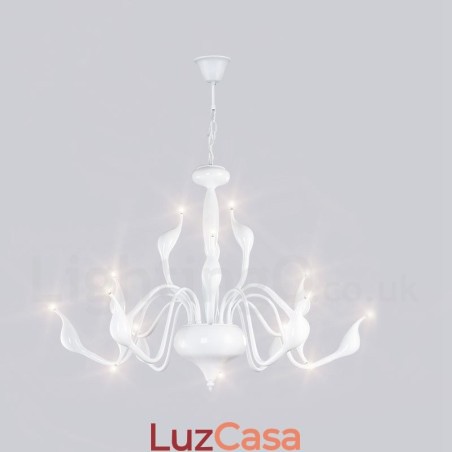 Lustre de metal galvanizado moderno contemporâneo branco de 15 luzes Lustre de metal galvanizado moderno contemporâneo branco de 15 luzes