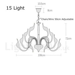 Lustre de metal galvanizado moderno contemporâneo branco de 15 luzes