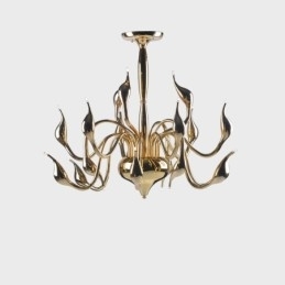 Lustre de metal galvanizado contemporâneo moderno dourado de 15 luzes