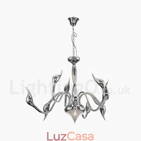 Lustre de metal galvanizado moderno e contemporâneo cromado dourado de 9 luzes Lustre de metal galvanizado moderno e contemporâneo cromado dourado de 9 luzes