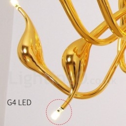 Lustre de metal galvanizado moderno e contemporâneo cromado dourado de 9 luzes