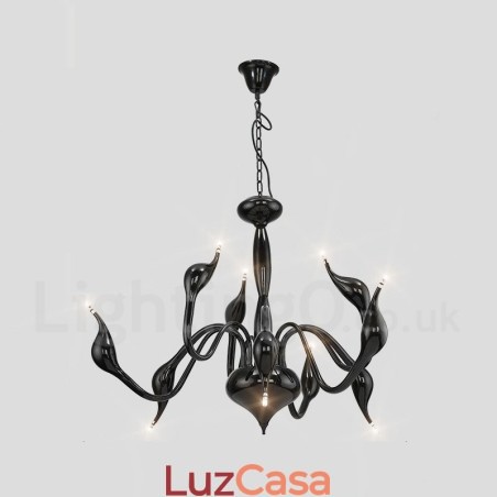 Lustre de metal galvanizado moderno contemporâneo preto de 9 luzes Lustre de metal galvanizado moderno contemporâneo preto de 9 luzes