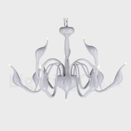 Lustre pendente moderno de metal branco cisne de 12 luzes
