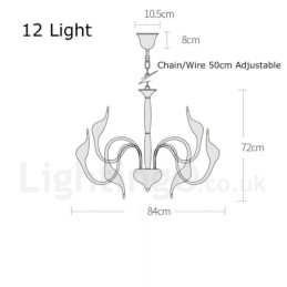 Lustre pendente moderno de metal cisne dourado com 12 luzes