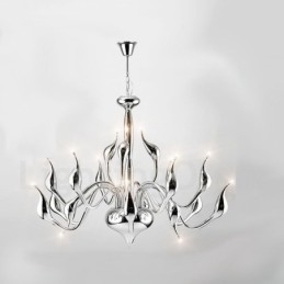 18 luzes de aço inoxidável pós-moderno cisne lustre luz g4 cromado acabamento