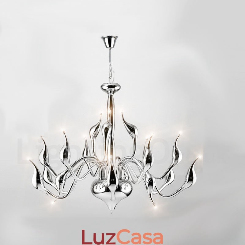 18 luzes de aço inoxidável pós-moderno cisne lustre luz g4 cromado acabamento