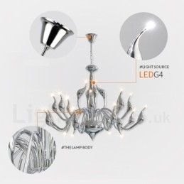 18 luzes de aço inoxidável pós-moderno cisne lustre luz g4 cromado acabamento