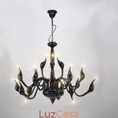 18 luzes de aço inoxidável pós moderno cisne lustre luz g4 preto acabado 18 luzes de aço inoxidável pós moderno cisne lustre luz g4 preto acabado