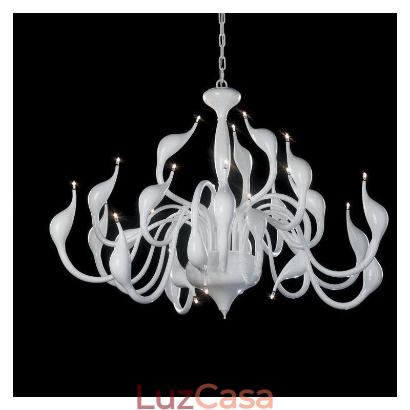 Lustre moderno de cisne com 24 luzes G4, revestimento branco