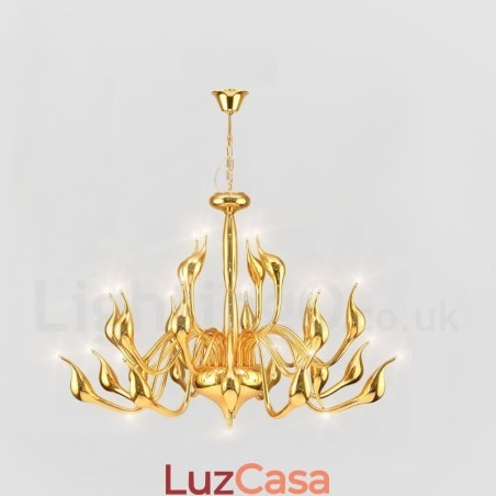 Lustre moderno de cisne com 24 luzes G4 banhado a ouro Lustre moderno de cisne com 24 luzes G4 banhado a ouro