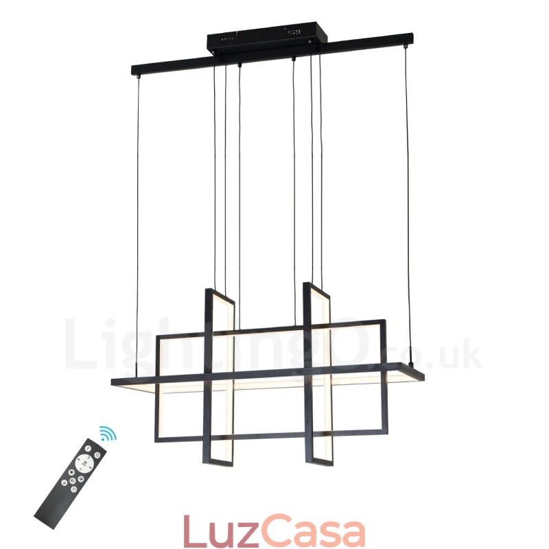 Luminária pendente regulável com design moderno e quatro retângulos