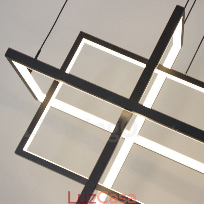Luminária pendente regulável com design moderno e quatro retângulos