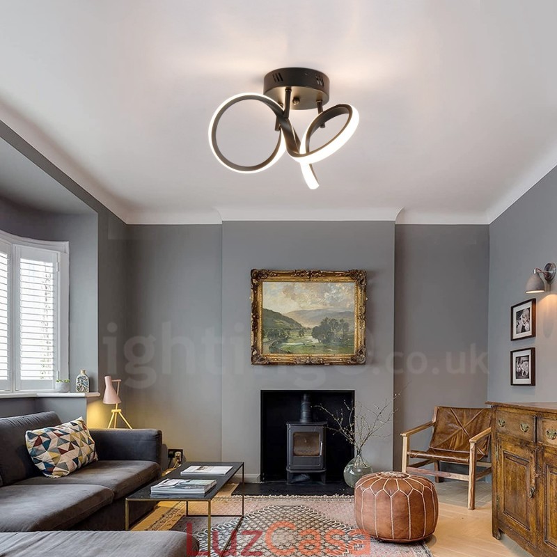 Triac Switch Dimmable Preto Moderno Contemporâneo Estilo Nórdico Montagem Embutida Luz de Teto Redonda