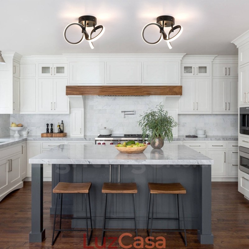 Triac Switch Dimmable Preto Moderno Contemporâneo Estilo Nórdico Montagem Embutida Luz de Teto Redonda