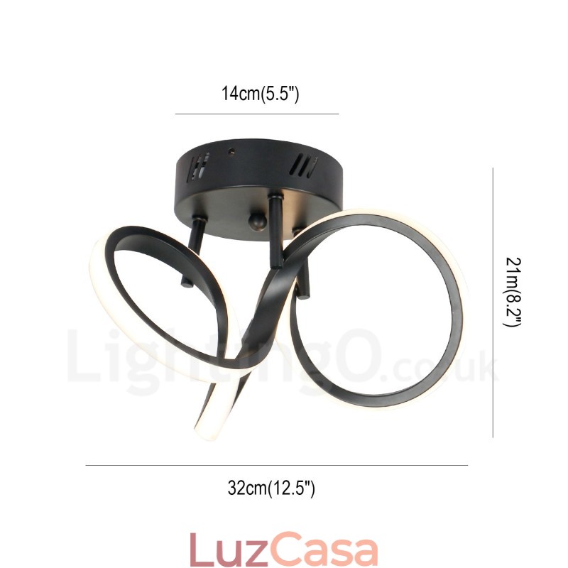 Triac Switch Dimmable Preto Moderno Contemporâneo Estilo Nórdico Montagem Embutida Luz de Teto Redonda