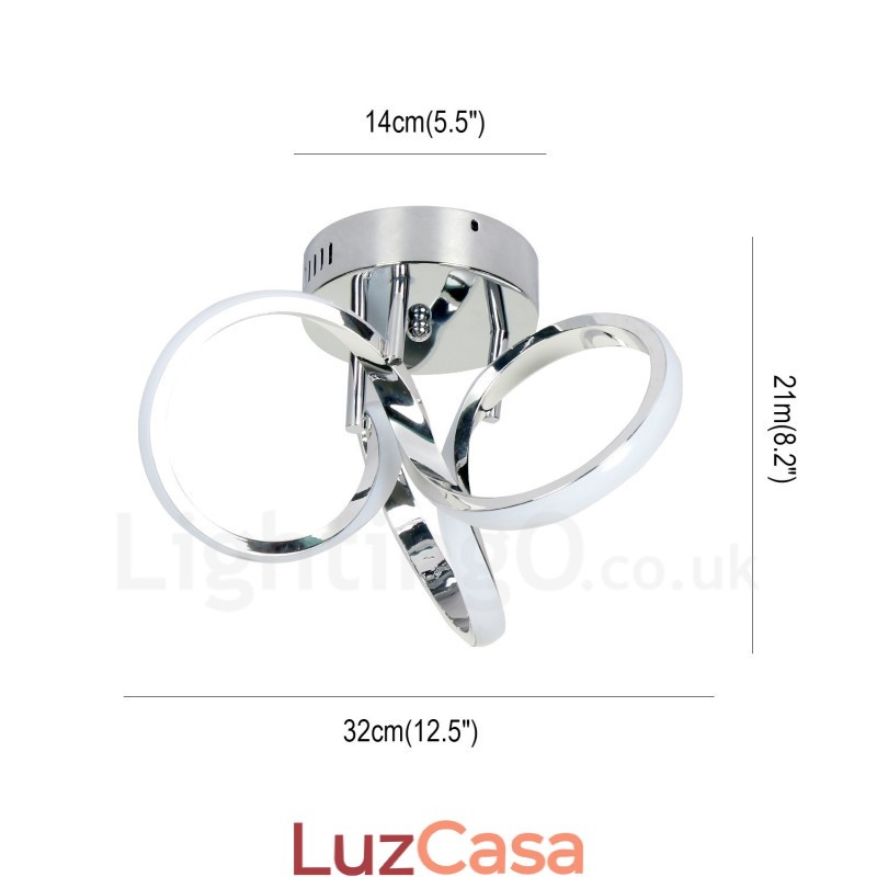 Triac Switch Dimmable Chrome Moderno Contemporâneo Estilo Nórdico Montagem Embutida Luz de Teto Redonda