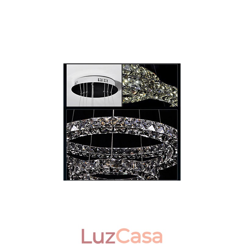 Luminária pendente de cristal moderna, única, D40CM, três lados, K9, cristal, luzes de teto internas, luminárias