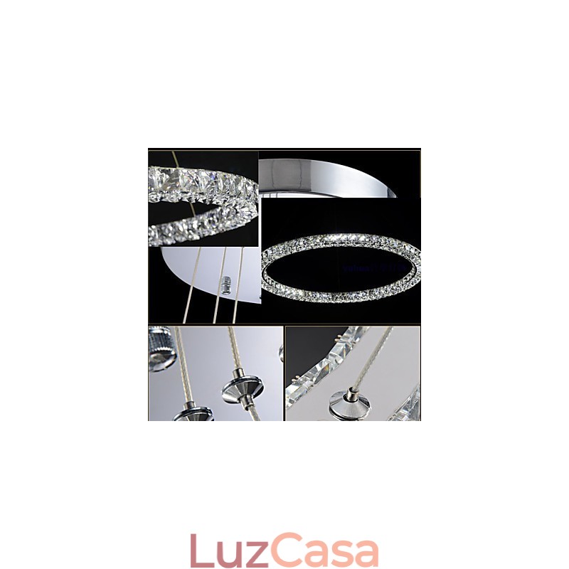 Luminária pendente de cristal moderna, única, D40CM, três lados, K9, cristal, luzes de teto internas, luminárias
