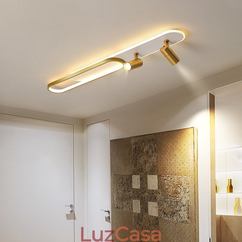 Luminária de teto longa nórdica com faixa longa e brilhante