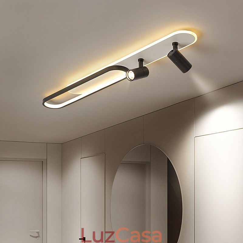 Luminária de teto longa nórdica com faixa longa e brilhante