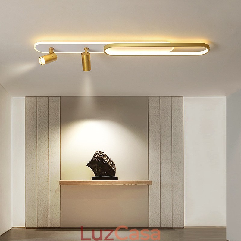 Luminária de teto longa nórdica com faixa longa e brilhante