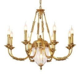 Lustre de cristal francês de luxo todo em cobre, luminária de jantar, lustre