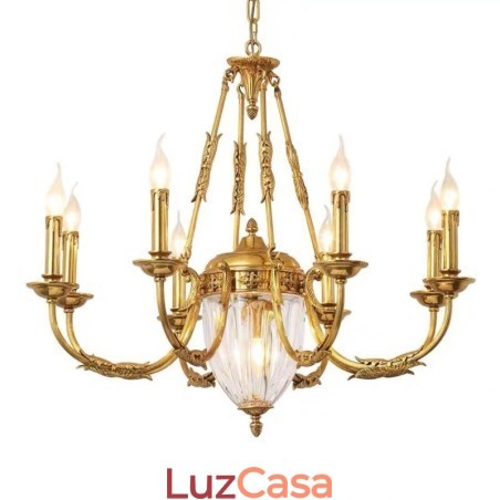 Lustre de cristal francês de luxo todo em cobre, luminária de jantar, lustre Lustre de cristal francês de luxo todo em cobre, luminária de jantar, lustre