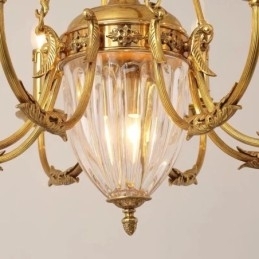 Lustre de cristal francês de luxo todo em cobre, luminária de jantar, lustre
