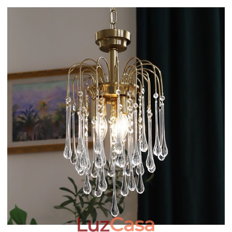 Luminária de lustre de vidro tipo gota d'água