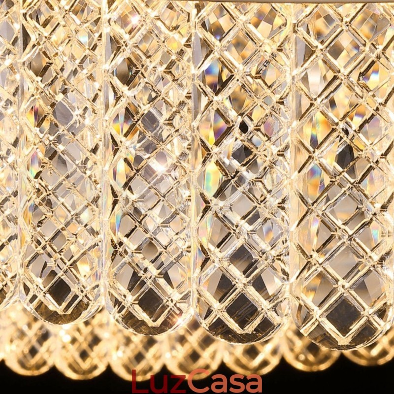 Luminária pendente de cristal quadrado 1 2 anéis K9 cristal luminária de teto interno